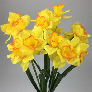 Fiori artificiali all'ingrosso della decorazione domestica di cerimonia nuziale dei fiori artificiali dei daffodils bianchi e gialli del PE - Product Image 1