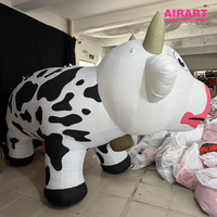Modèle de vache gonflable personnalisé de 2,5 m, décoration géante d'animal de ferme de dessin animé pour événements en plein air
