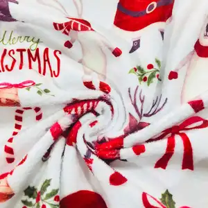 Tela de franela cepillada con estampado romántico de santa claus, zorro, Reno, para ropa de Navidad