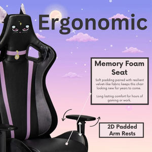<span class=keywords><strong>Noir</strong></span> rose mignon chaise de jeu OEM oreilles de chat chaise d'ordinateur ergonomique inclinable chaise de jeu PC pour fille adolescent enfants - Product Image 6