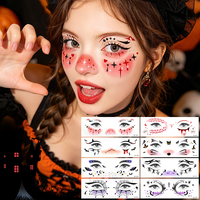 Autocollants de tatouage temporaire pour le visage, OEM ODM personnalisés, effet sanglant, cicatrice de zombie, toile d'araignée, imperméables, effrayants, non toxiques, pour fête d'Halloween