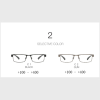 Lunettes de lecture tendance pour hommes d'affaires, monture carrée en métal, verres en résine anti-lumière bleue, presbytie +1.0~+4.0
