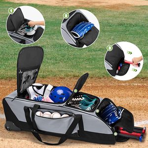 Sac de softball à roulettes avec compartiment pour chaussures, sac de baseball à roulettes - Product Image 6