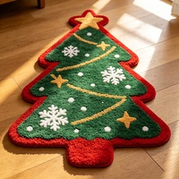 Tapis touffeté en forme de sapin de Noël, flocon de neige, absorbant, antidérapant, lavable en machine, moelleux, pour chambre à coucher, décoration de Noël, tapis de sol