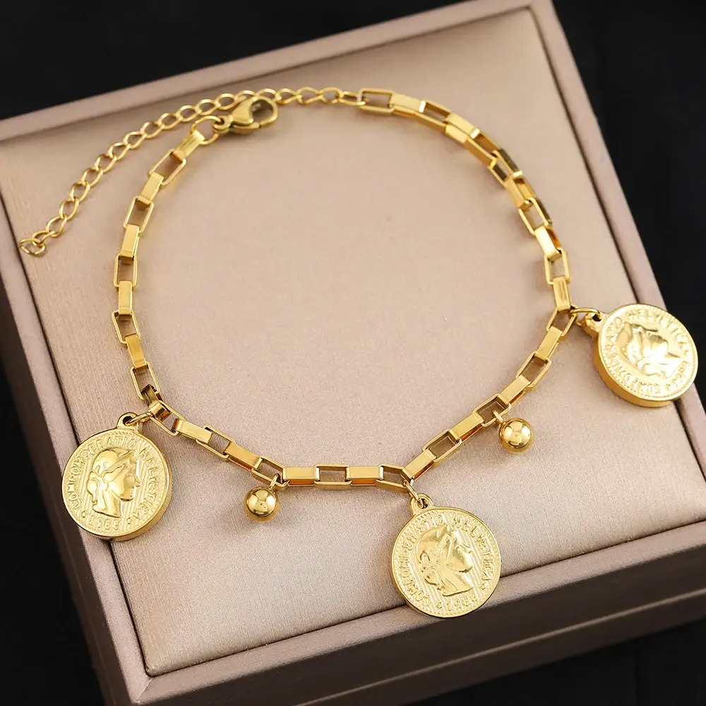 Portrait Coin Exquisite Handcrafted Jewelry Party Gift bracelet femme High Quality Bracelets