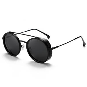 แว่นกันแดดทรงกลมเกรย์แจ็คกรอบโลหะสีดำ UV400 โพลาไรซ์ แว่นกันแดดสำหรับทุกเพศประเภท 3 เลนส์ TAC - Product Image 5