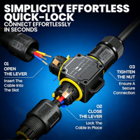 Connecteur étanche IP68 en forme de T M684-T à 2/3 broches, 24A 450VAC/10A 300VAC, certifié CE ROHS ETL pour câblage sous-marin et souterrain