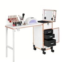 Table à ongles mobile avec miroir éclairé, bureau de manucure, tiroir, étui à maquillage, prix d'usine OEM/ODM