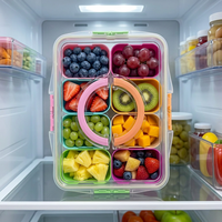 8-delige voedselveilige PP lekbestendige stapelbare draagbare snackbox met compartimenten, charcuterie schaal, fruit organizer, picknick, koelkast