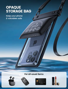 Étui étanche pour téléphone Lamicall PRAB05 IPX8, 2 poches, sac étanche pour téléphone portable, grande capacité, étui sous-marin pour smartphone, argent liquide, clés - Product Image 2