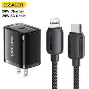 <span class=keywords><strong>Cargador</strong></span> ESSAGER de 20W USB Tipo C de Carga Rápida Adaptador de Teléfono Cargadores y Cables <span class=keywords><strong>para</strong></span> <span class=keywords><strong>iPhone</strong></span> con <span class=keywords><strong>Caja</strong></span> - Product Image 3