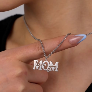 Collier pendentif <span class=keywords><strong>pour</strong></span> femme en acier inoxydable Niubei plaqué or 18 carats, chaîne à maillons tendance, série LOVE, Saint-Valentin, Noël - Product Image 5