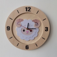 Jam dinding kayu bentuk bulat desain hewan kualitas tinggi jam dinding dekoratif sangat diam untuk kamar anak-anak dan kamar bayi