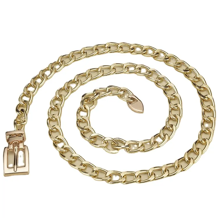 Good Quality Ladies Fashion Accessories Luxury Designer Gold Silver Metal Thick Chain Waist Belts
