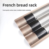 Plaque de cuisson antiadhésive en acier au carbone à 4 ou 3 fentes pour pain, plateau à baguettes ondulées, moule à gâteau modèle 3244 38x33x2.4cm