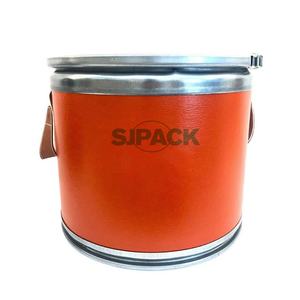 Contenedor de Almacenamiento de Lujo con Revestimiento de Cuero y Fibra - Tambor de Almacenamiento Inspirado en un Tambor de Almacenamiento Tradicional con Asa de Tela para Decoración y Organización del Hogar - Product Image 4