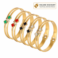 Bracelet double rang motif floral doré en acier inoxydable plaqué PVD sous vide, serti clos, pour femme, anti-ternissement, usage quotidien, faible MOQ