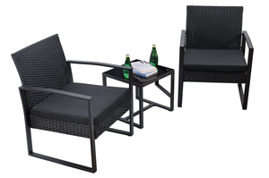 Set di Mobili da Balcone in Polyrattan Resistente alle Intemperie con 2 Sedie con Cuscini <span class=keywords><strong>e</strong></span> Tavolo per Balcone, Terrazza - Product Image 2