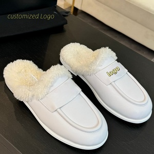 Mules de luxe en cuir véritable pour femmes, doublure en cuir de <span class=keywords><strong>mouton</strong></span>, style mocassins plats, pantoufles, chaussures de marque, <span class=keywords><strong>sabots</strong></span> pour femmes - Product Image 3