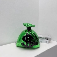 Sculpture en résine en forme de sac d'argent, modèle 'Love', couleur personnalisée, placage or chromé, sac de dollars pour décoration artistique et d'intérieur, vente en gros