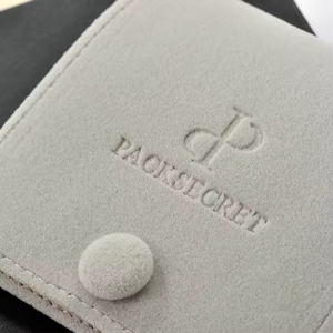 Custom Logo Luxury Small Earring Necklace Bracelet Ring <b>Envelope</b> Flap Foldable Grey Microfiber Jewelry Pouch Bag <b>Gift</b> Packaging - Product Image 6