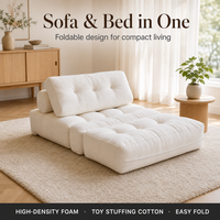 Modernes Weißes Einzelsofa Einzelnes Faulbett-Sofa Klappbares Komprimiertes Schlafsofa für Wohnzimmer