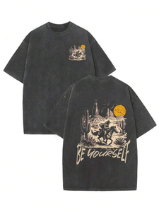 Camisetas Vintage al por Mayor, Lisas, 230 g/m², Lavadas al Ácido, Camisetas Extra Grandes, Camisetas de Algodón Grueso Lavadas al Ácido para Hombre - Product Image 4