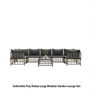 Set Lounge Modulare Grande in Polyrattan Antracite per Giardino - Arredamento da Esterno per Intrattenimento - Product Image 1