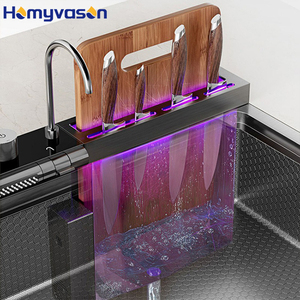 Évier de cuisine intelligent en acier inoxydable noir nano, double bac rectangulaire, avec <span class=keywords><strong>lave</strong></span>-<span class=keywords><strong>vaisselle</strong></span> intégré, très vendu - Product Image 5