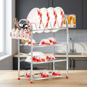 Égouttoir à vaisselle en métal à 4 niveaux, organisateur de cuisine multifonctionnel avec porte-ustensiles et crochets pour tasses - Product Image 1