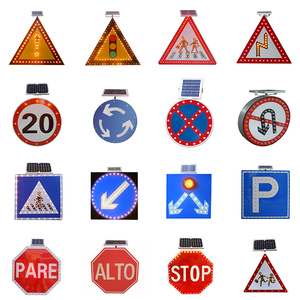 Vàng Vòng Tròn đường giao thông dấu hiệu với nguệch ngoạc mũi tên năng lượng mặt trời Powered <span class=keywords><strong>LED</strong></span> nhấp nháy giao thông dừng dấu hiệu Thắp sáng cảnh báo lối đi bộ dấu hiệu - Product Image 6