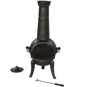 112 Cm Houtbewerking Brandende Gietijzeren Outdoor Chiminea