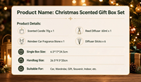 Coffret Cadeau de Noël de Luxe Favor Presents : Bougie en Cire de Soja et Diffuseur à Bâtonnets d'Aromathérapie, Édition Spéciale Fêtes, Idéal pour les Célébrations
