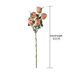 Rosas Realistas de Cinco Cabezas al por Mayor YC1017, Flores Artificiales de Tela Estilo Ins para Decoración del Hogar y Bodas, Rosas Transfronterizas - Product Image 2
