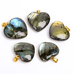 Collar con colgante de corazón de labradorita YASHEE, joyería de cristal natural para mujer, energía curativa, cadena de ancla calmante con bisel - Product Image 3