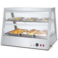 Vitrine chauffante commerciale à 2 niveaux et 6 bacs avec circulation d'air chaud pour boulangerie et restauration rapide