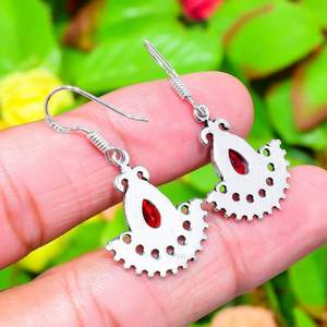 Natural <b>Garnet</b> 7x5 MM Pear Shape Gemstone <b>Earrings</b> | Genuine <b>Garnet</b> Pear Cut Stones | 925 Sterling Silver Handmade <b>Earrings</b> - Product Image 2