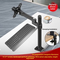 Soporte de Escritorio Metálico Negro de Altura Ajustable y Movimiento Completo para Monitor de PC de 14"-27" Directo de Fábrica en Stock