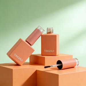 Flacon carré en verre de 10 ml pour huile à cuticules orange de luxe, fabrication sur mesure avec logo, flacon vide pour vernis à ongles. - Product Image 1