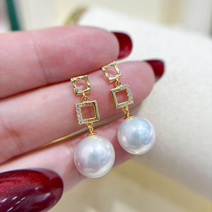 Accesorios de Plata S925 para DIY con Perlas, Joyería de Plata de Moda, Aretes con Cuentas Redondas de 8-13 mm, Bandeja Vacía para Aretes 22160 - Product Image 1