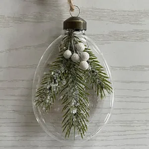 Wholesale Hollow Clear Flat Glass Xmas Craft Ball Blank Hanging Glass Ball Christmas Tree Disc Baubles Ornament