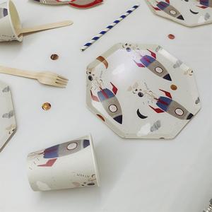 DAMAI Kids Birthday Dinnerware Astronaut Space Theme Paper <b>Disposable</b> <b>Tableware</b> Set Paper Plates Cups Napkins Party Decorations - Product Image 4