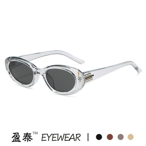 Lunettes de soleil Yingtai Eyewear, style rétro œil de chat, monture ovale noire, protection UV380, lunettes de soleil tendance pour femmes - Product Image 2