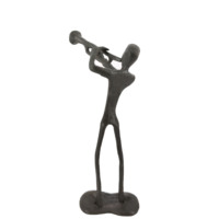 Vintage Cast Iron Abstract Trumpet Figure Sculpture Brass Instrument Collection Gift Home Office Desk Decoration Ornament