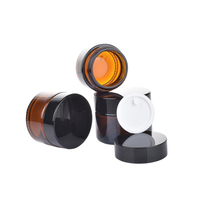 Wadah Krim Perjalanan, 5G 10G 15G 20G 30G 50G 100G Amber Glass Kosong Dapat Diisi Ulang Botol Bulat Wadah Makeup