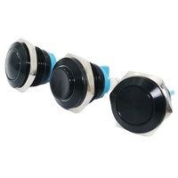 Sakelar Logam Hitam Kepala Bola 16mm Tahan Air, Sakelar Tekan Momentary On/Off untuk Kipas dan Mainan