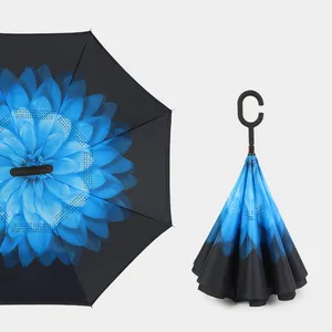 奢华高尔夫雨伞，带红宝石手柄耐用，玻璃纤维肋骨防风防紫外线防雨和太阳伞/