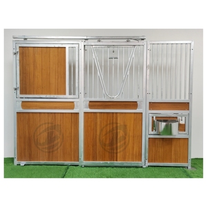 छत के साथ आउटडोर पोर्टेबल गैल्वेनाइज्ड स्टील प्रीफैब्रिकेटेड घोड़ा क्लासिक यूरोपीयन-शैली के स्लाइडिंग दरवाजे घोड़े की दुकान - Product Image 1