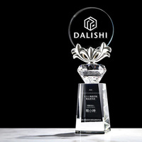 Nouveau Design Or Argent Bronze Métal Fleur Cristal Trophée Récompenses MH-J0607