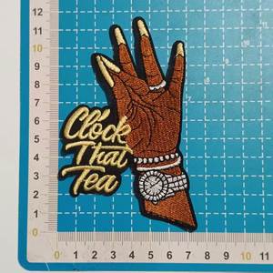Best-selling <b>Clock</b> That Tea Beauty Patches Iron on Embroidery Accessories Patches for Clothing/jacket/pants/shoes - Product Image 3